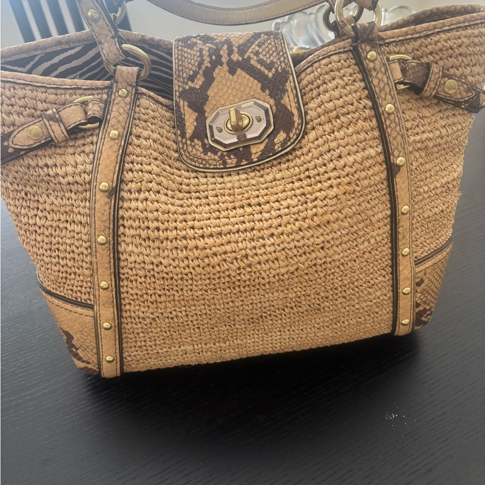Stylish Coach Snake Skin Woven Handbag